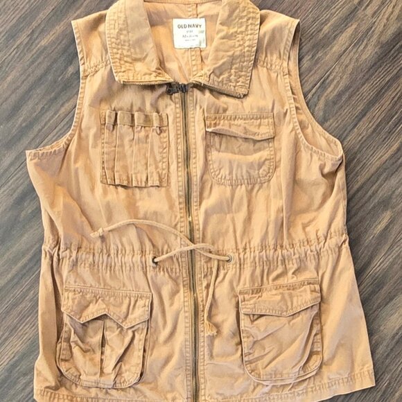 OLD NAVY 100% Cotton Tan Safari Style Vest SIZE M - Picture 1 of 4
